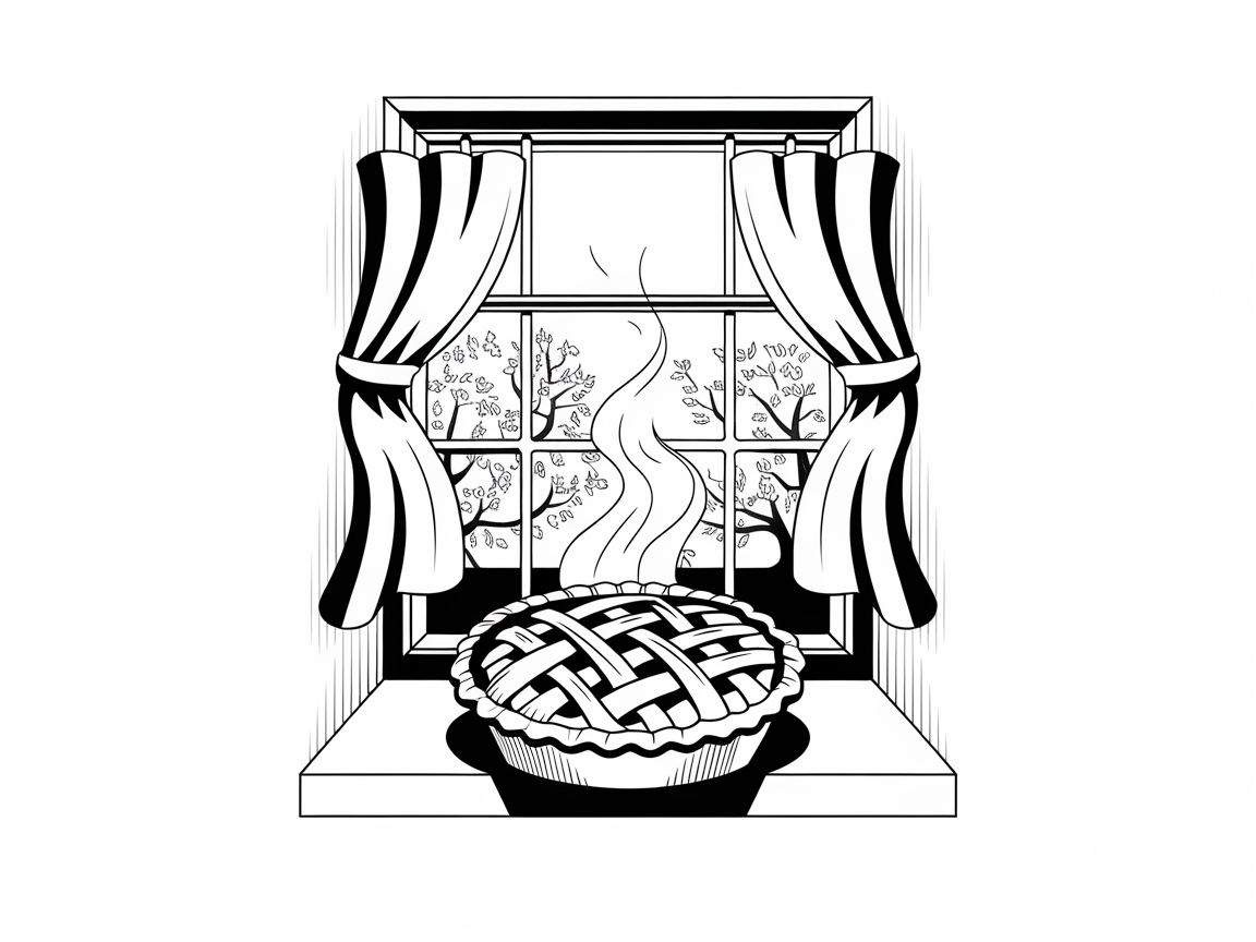 Warm Up with This Cozy Pie by the Window Coloring Page