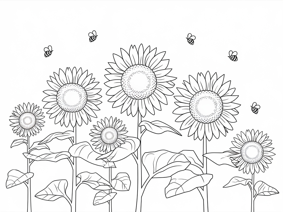 Brighten Your Day with Sunflowers and Bees