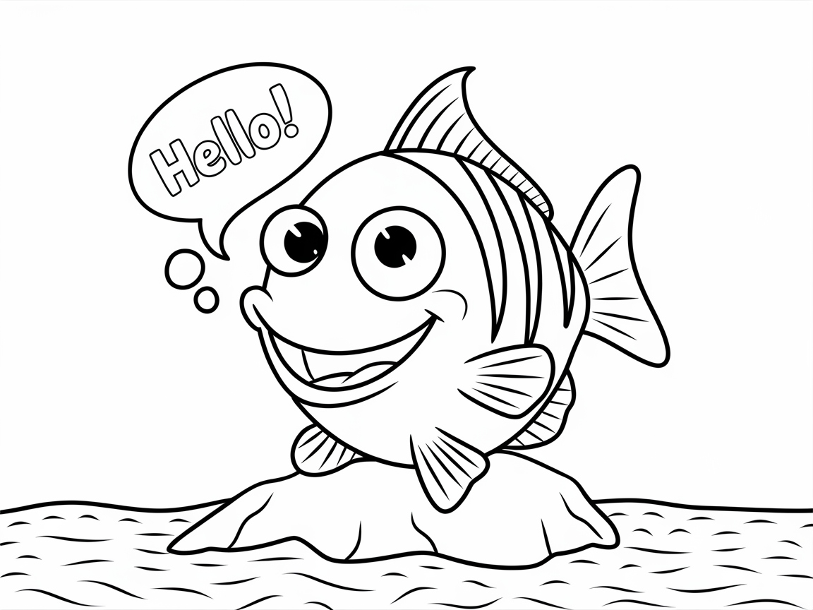 Say Hello to This Friendly Fish Coloring Page