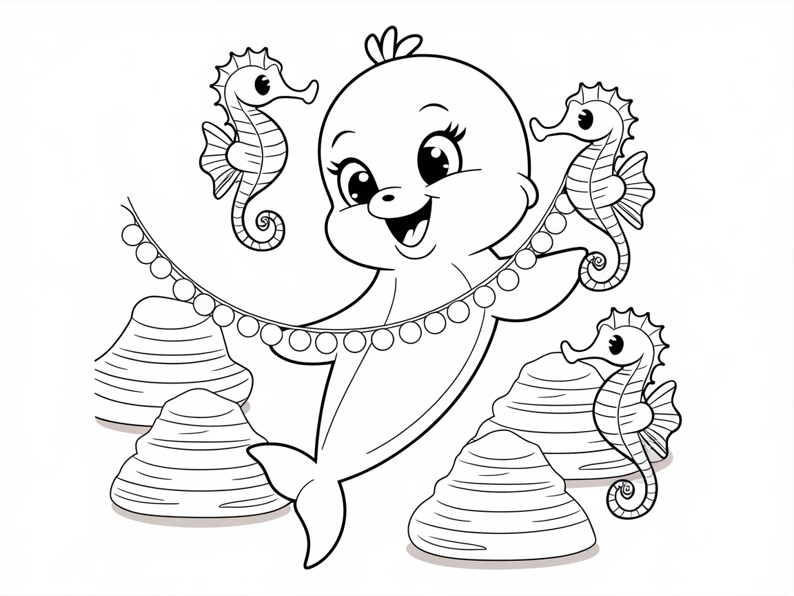 Dive into Delight with This Dolphin and Seahorse Party Page