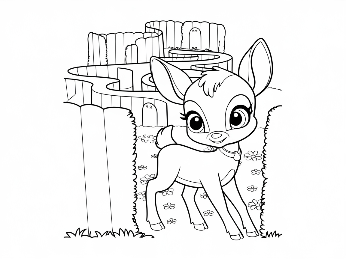 Adventurous Fawn Navigating a Magical Maze