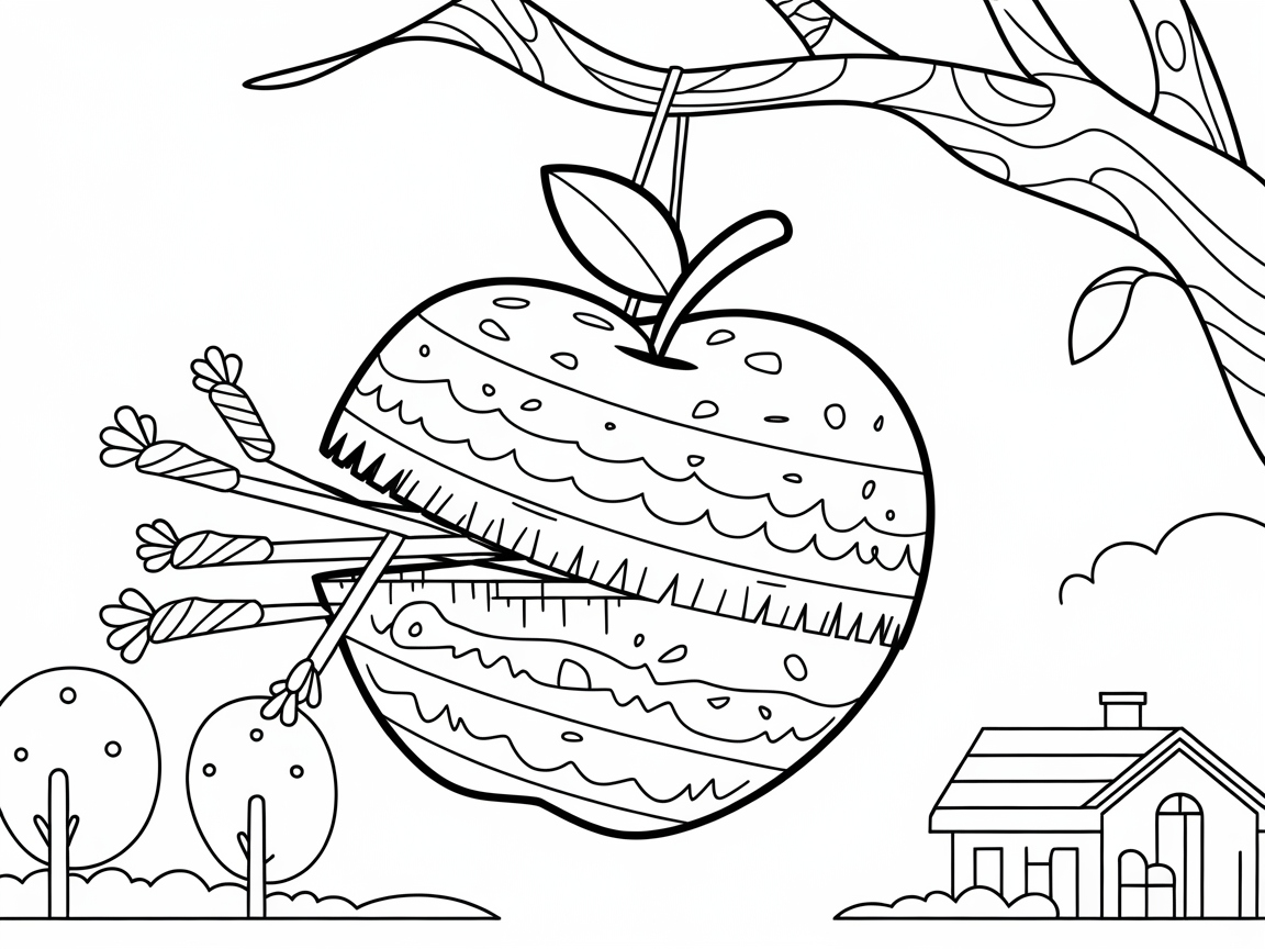 Target Practice with an Apple Bullseye Coloring Page