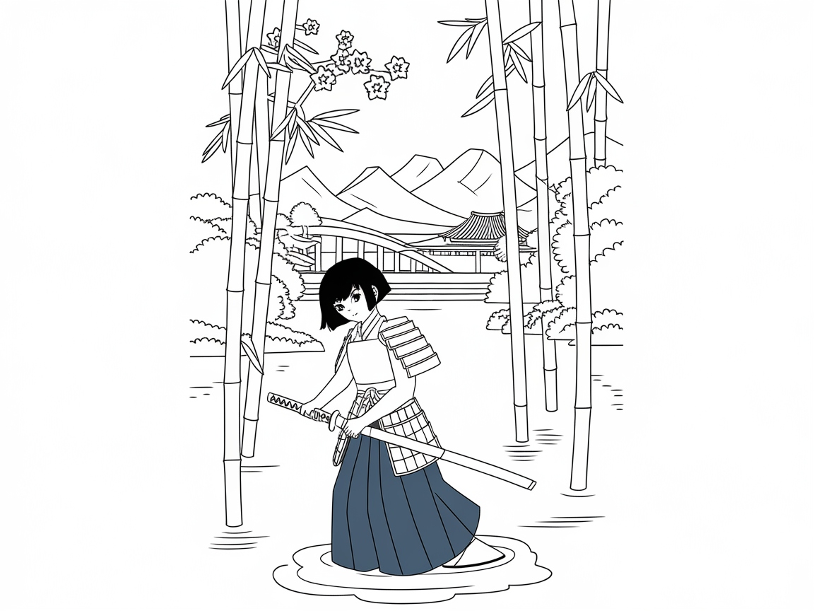 Step into a Serene Samurai Scene with This Skillful Anime Girl