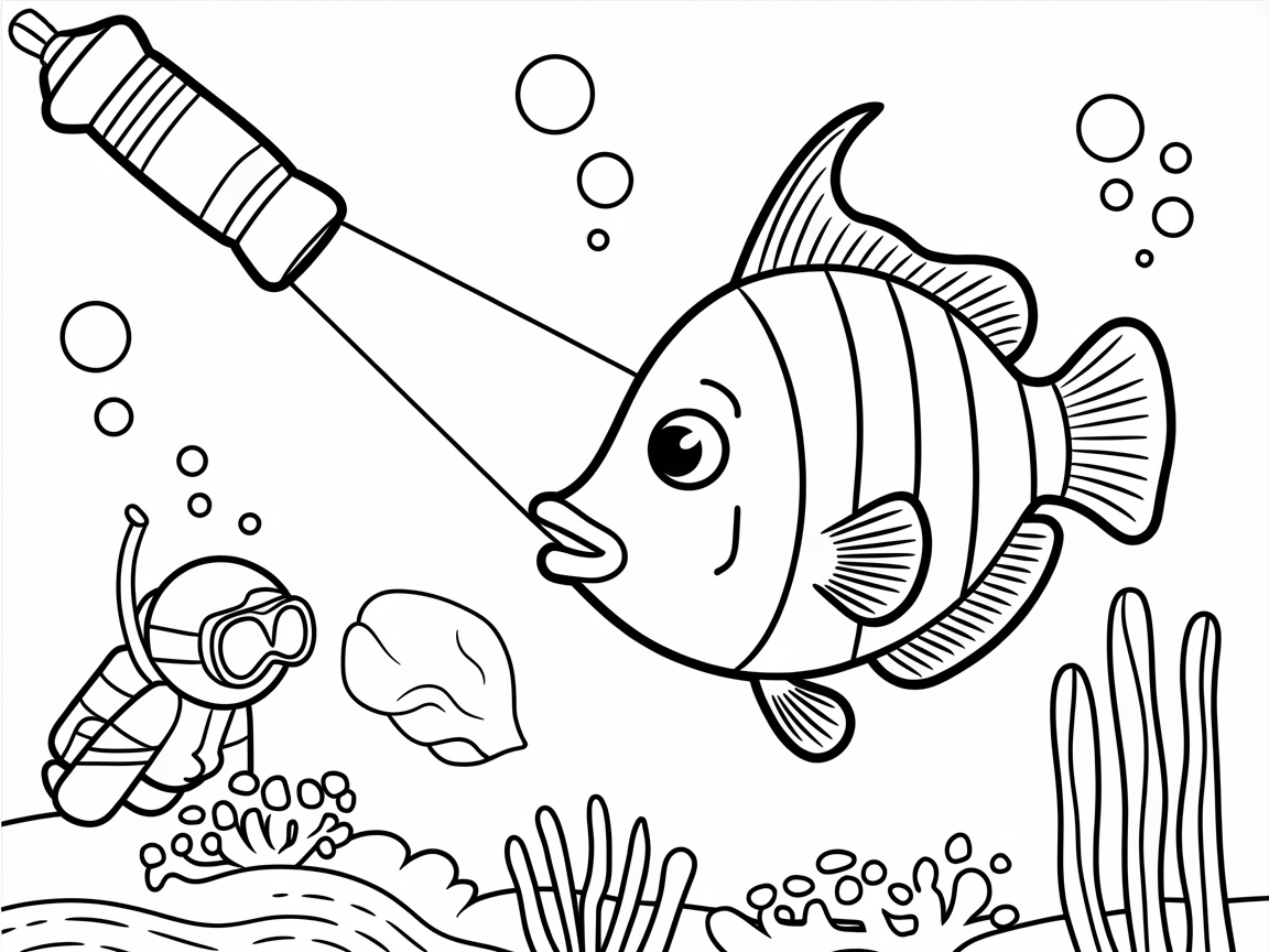 Join This Playful Explorer Fish and Diver Page