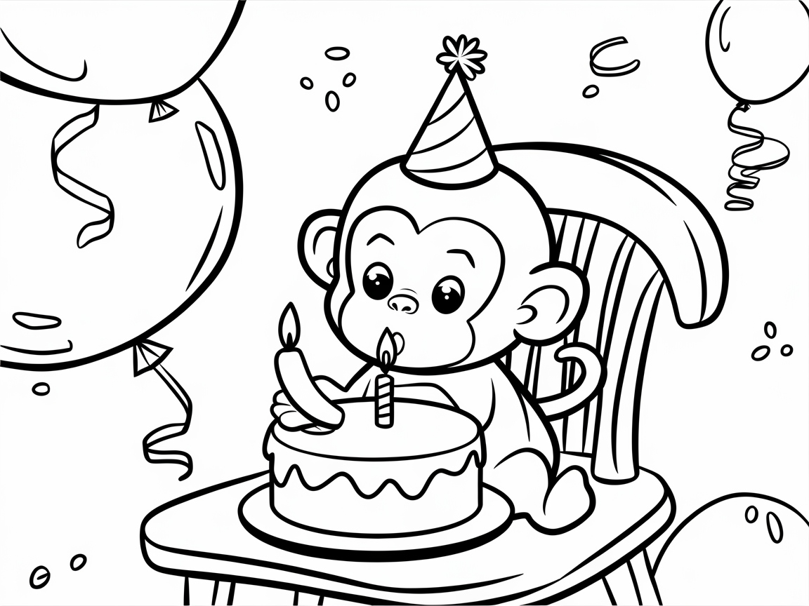 Birthday Celebration with a Cheerful Monkey