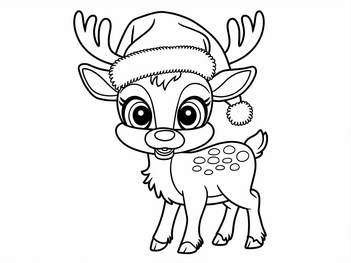 Cheery Baby Reindeer with a Festive Hat