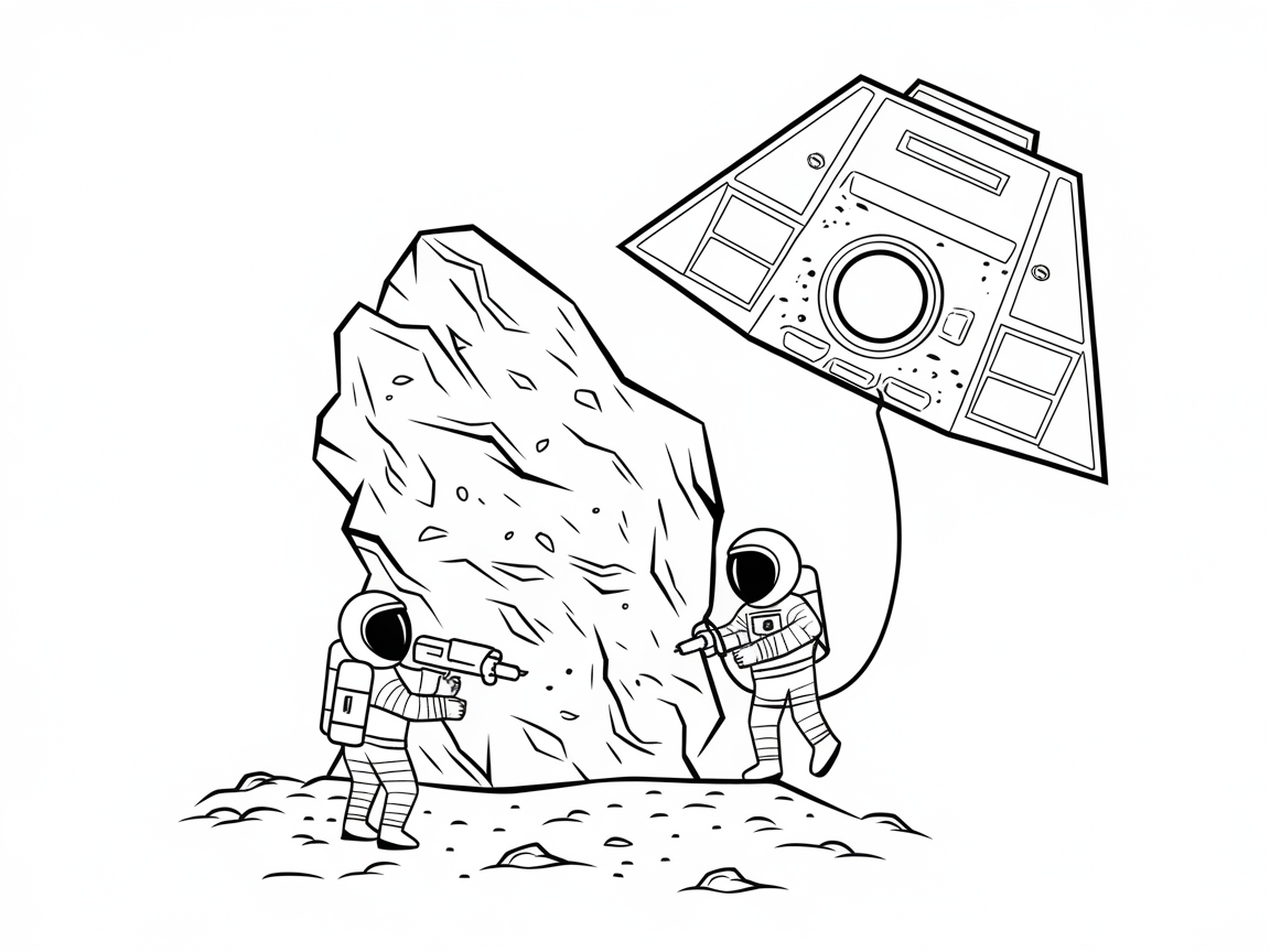 Astronauts Investigating Moon Rocks