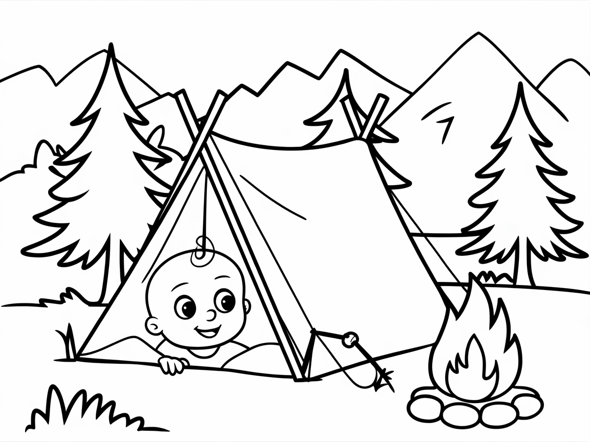 Camping Baby Adventure: Tent Fun in the Wilderness