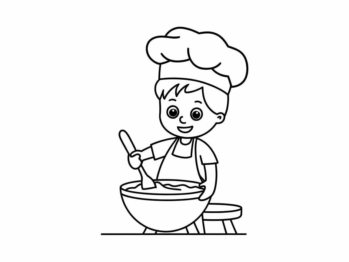 Mix It Up with This Little Chef Coloring Page