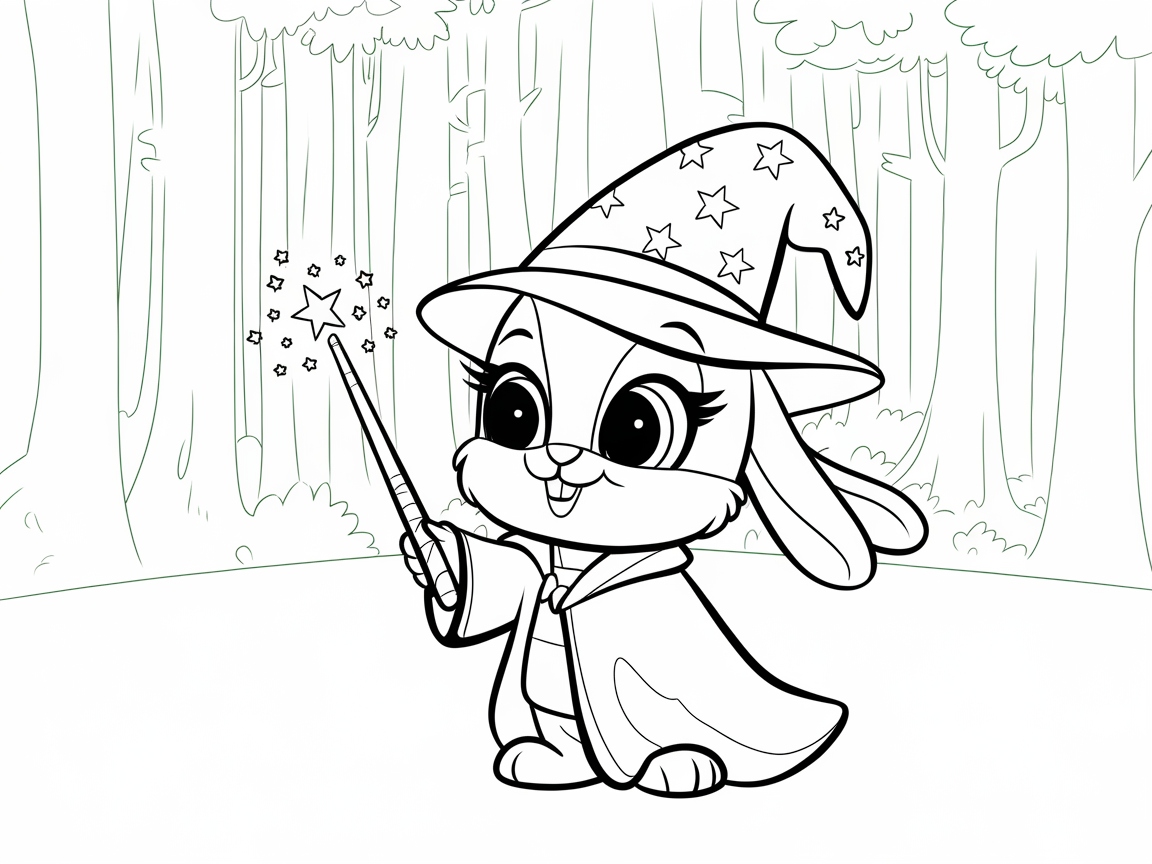 Magical Bunny Wizard Ready for Your Color Palette