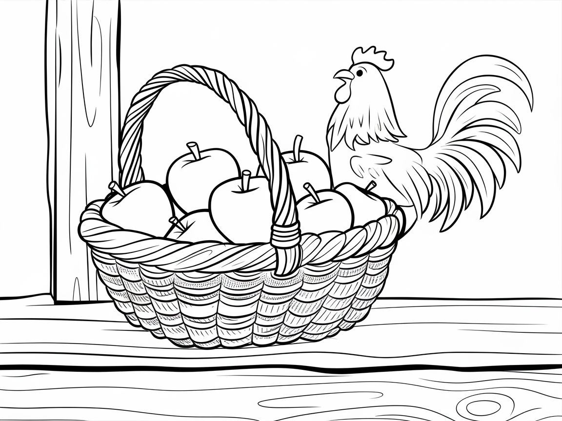 Farmhouse Delight: Rooster and Apple Basket