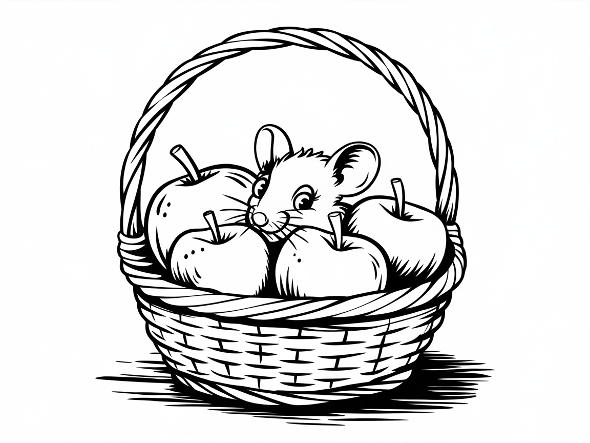 Adorable Mouse Peeking From Apple Basket