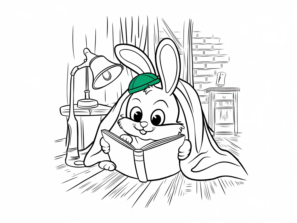Cozy Reading Bunny Awaits Your Colorful Imagination