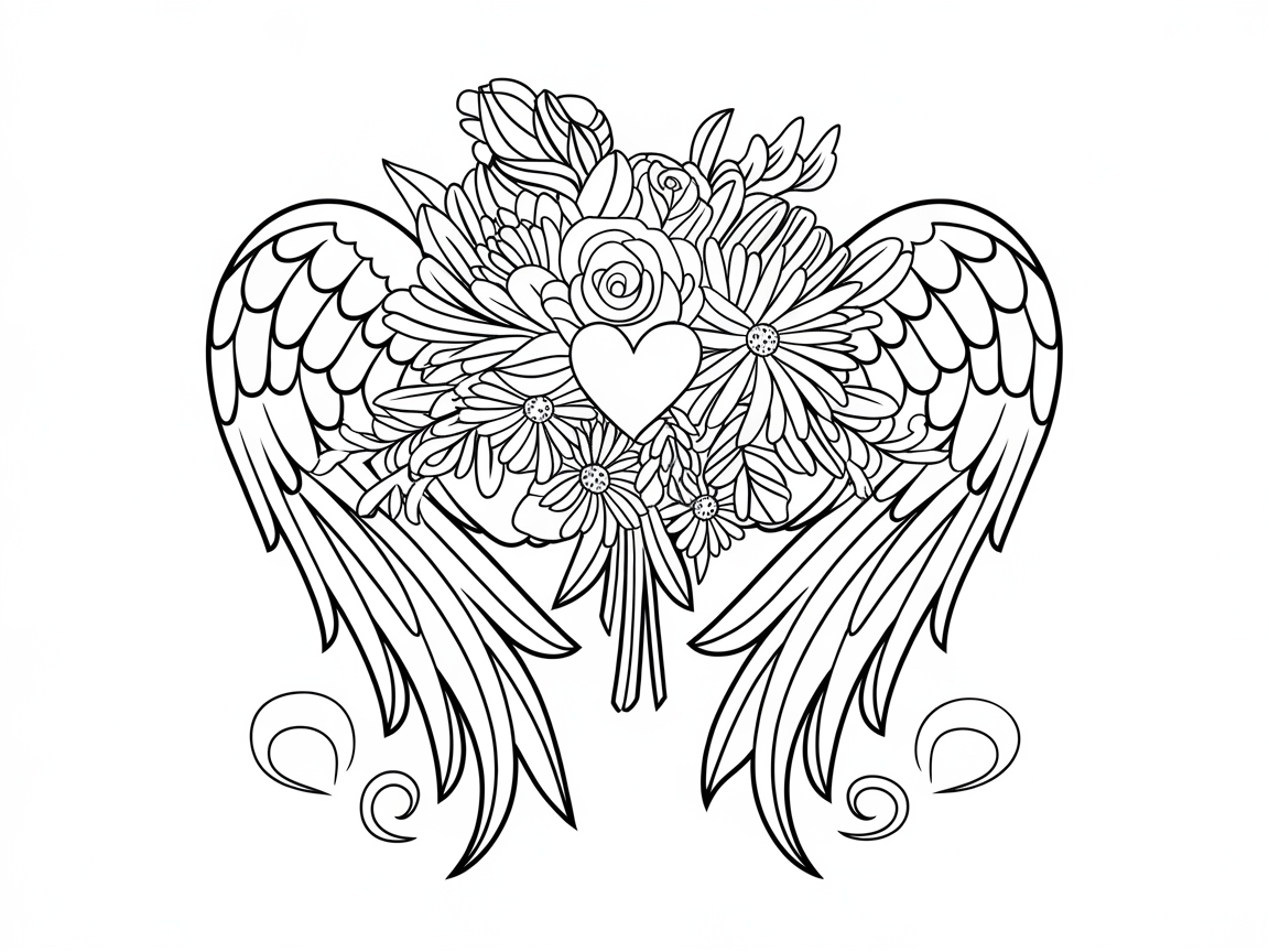 Blooming Angel Wings with Floral Heart Centerpiece