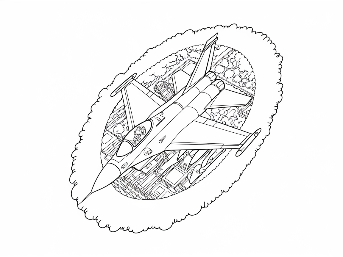 Dive into the Details with This Fighter Jet Coloring Page