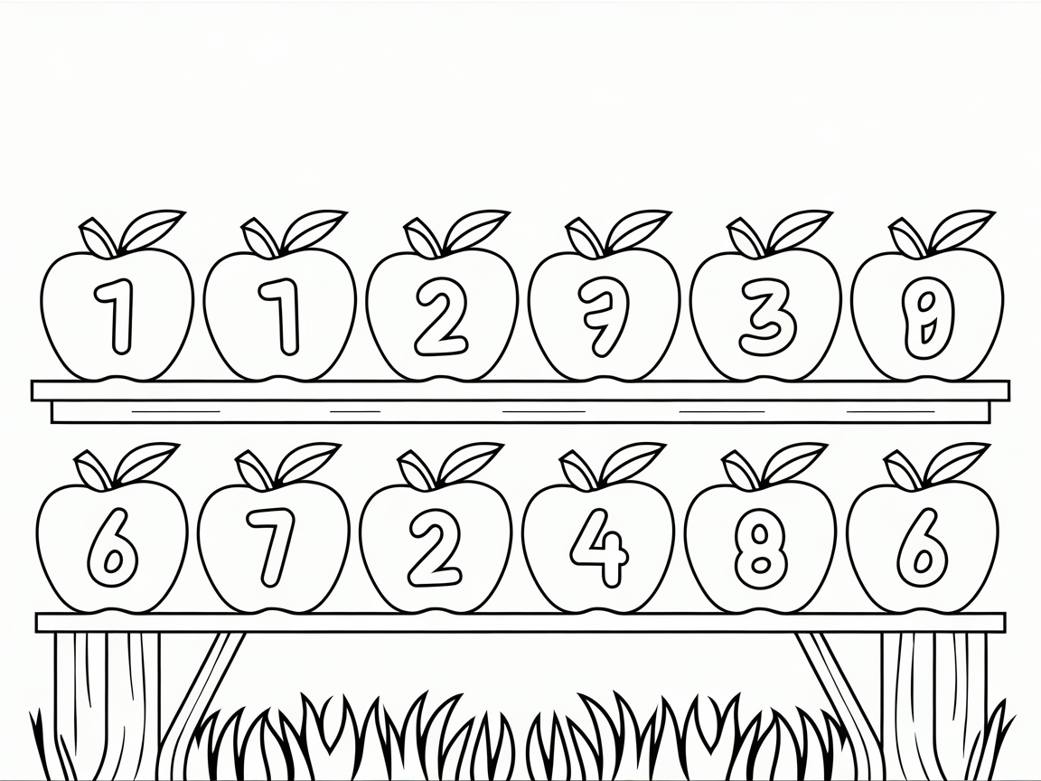 Colorful Counting Fun with Numbered Apples