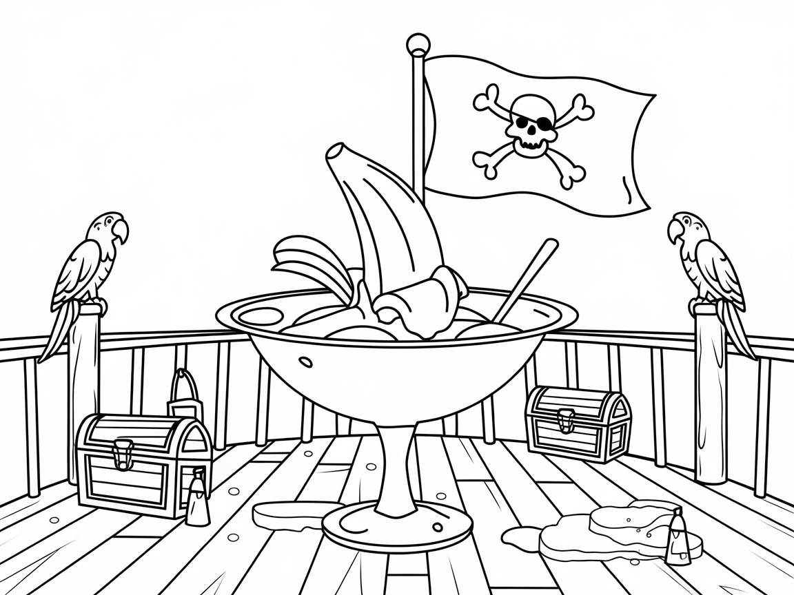 Set Sail with This Pirate Banana Split Coloring Adventure