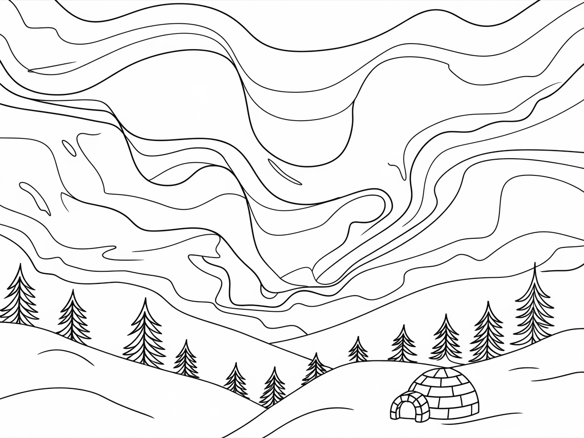 Color the Aurora: A Magical Night Sky Scene
