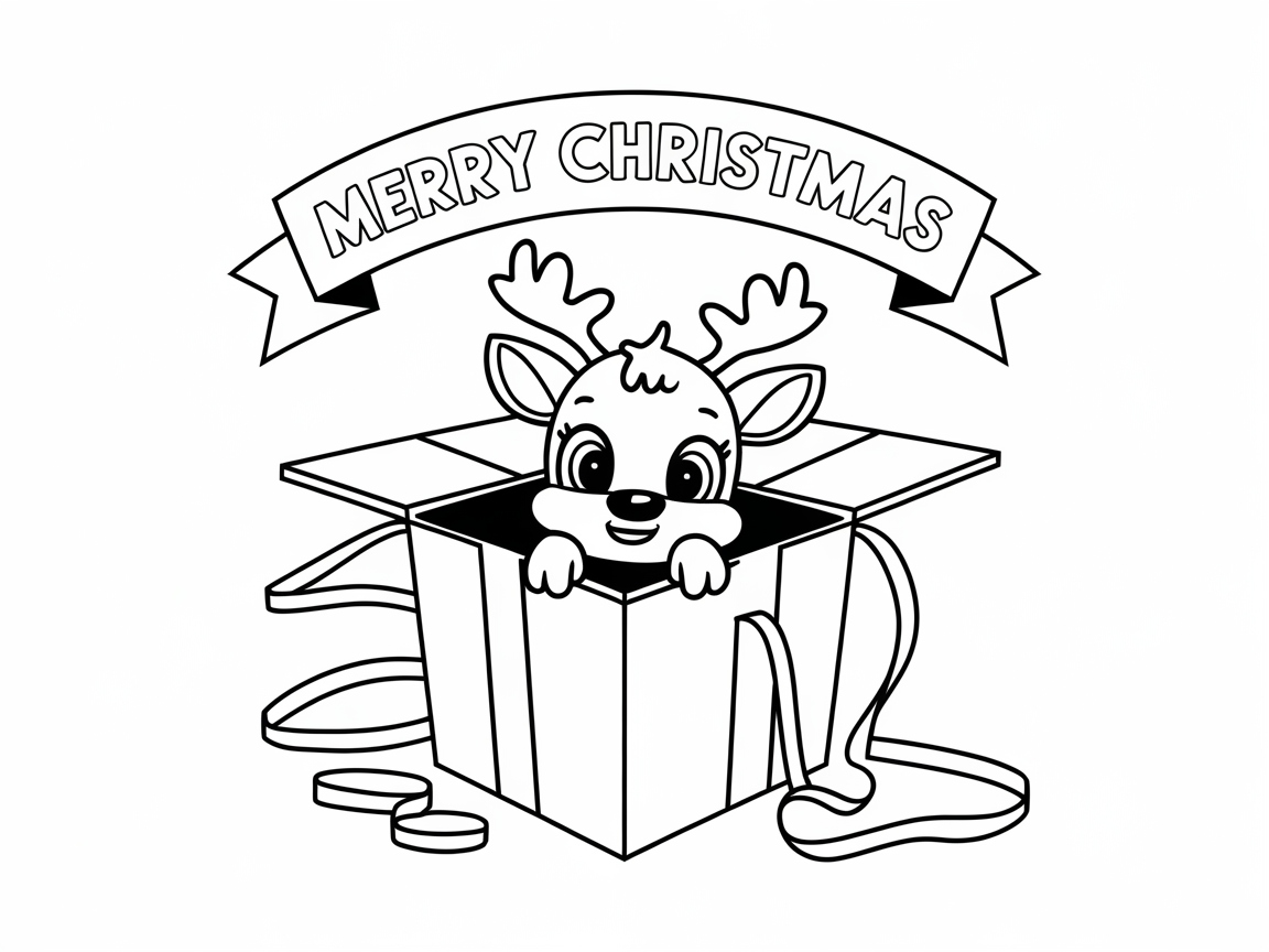 Surprise Baby Reindeer Popping Out of a Gift Box