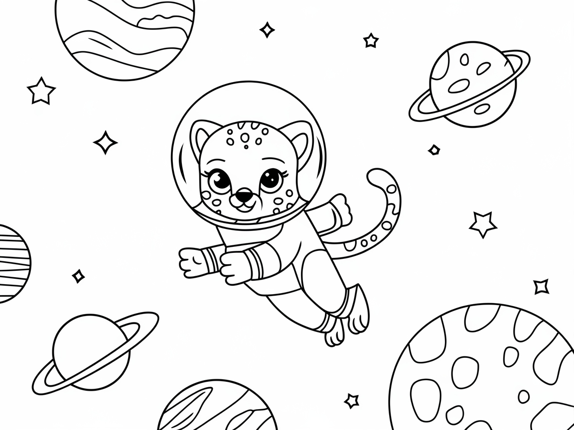 Space Explorer Cheetah Cub Soars Through the Galaxy