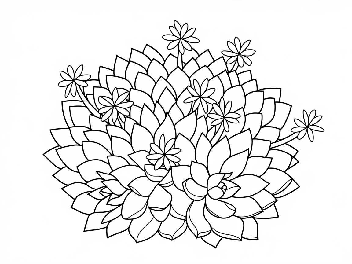 Intricate Succulent Garden Coloring Page