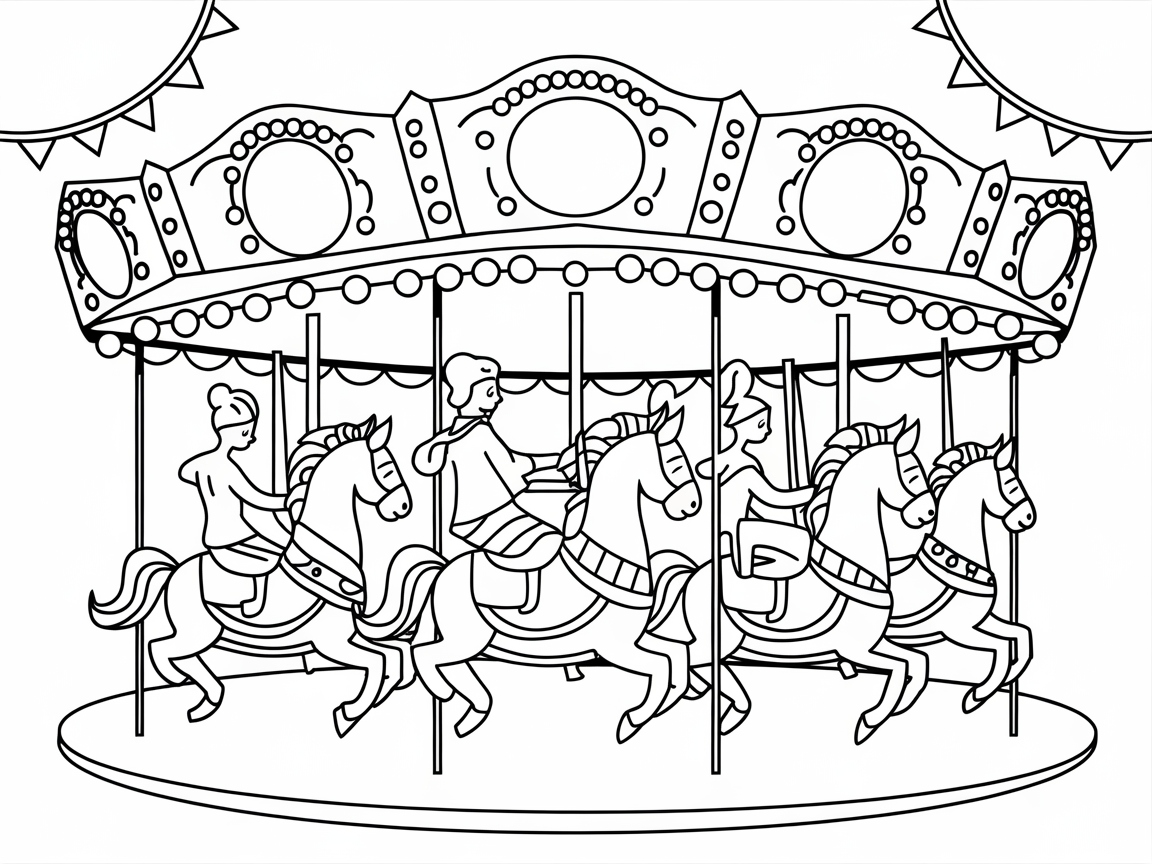 Charming Carousel Ride Coloring Adventure