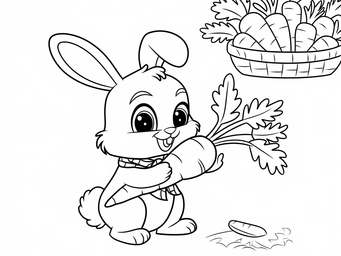 Cute Carrot-Crunching Bunny Ready for Colors