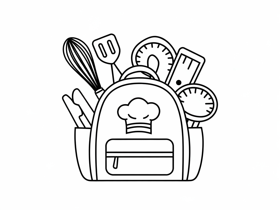 Culinary Adventures with This Chef Backpack Coloring Page