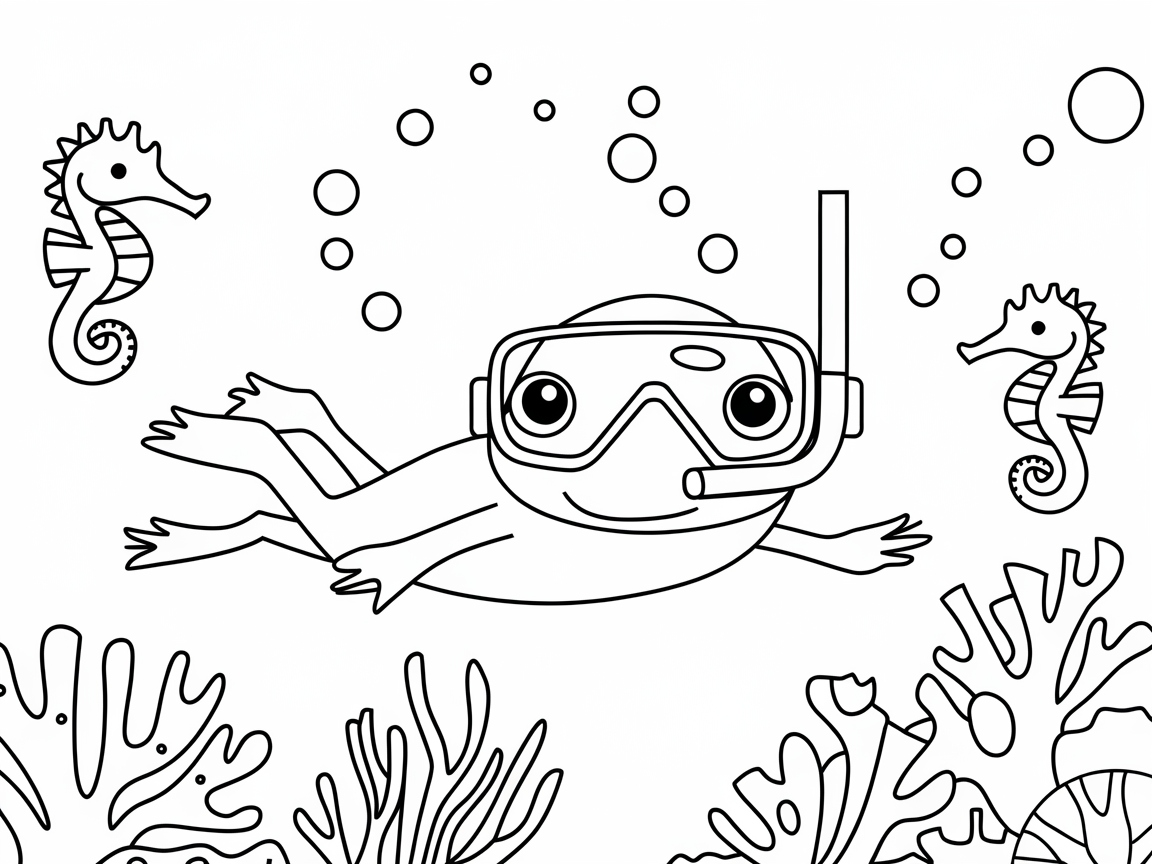 Underwater Adventure Frog Coloring Page