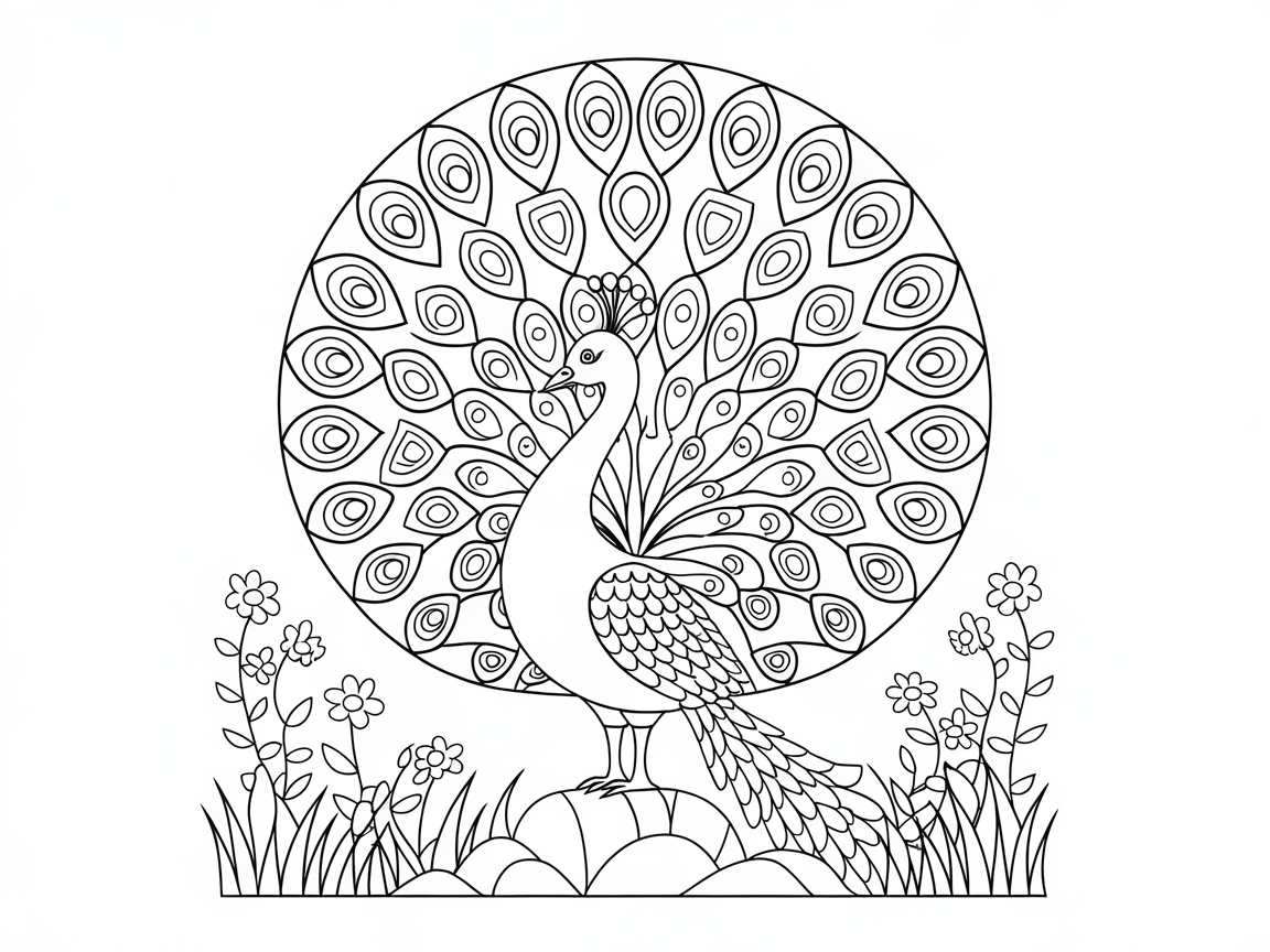 Color the Elegance with This Detailed Peacock Design