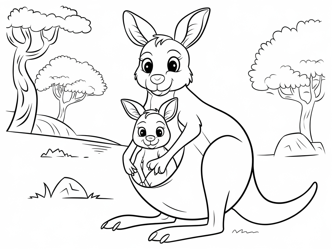 Adorable Kangaroo Duo in the Outback