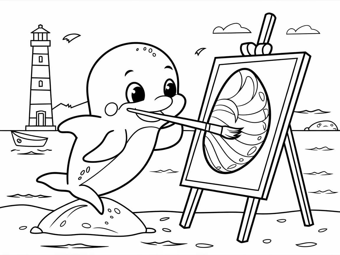 Create Coastal Magic with This Artful Dolphin Coloring Page