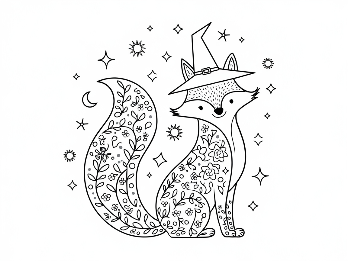 Unleash Magic with This Enchanting Fox Coloring Page