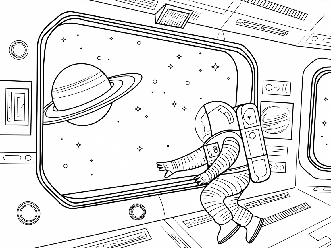 Astro-View of Saturn: A Galactic Window Scene