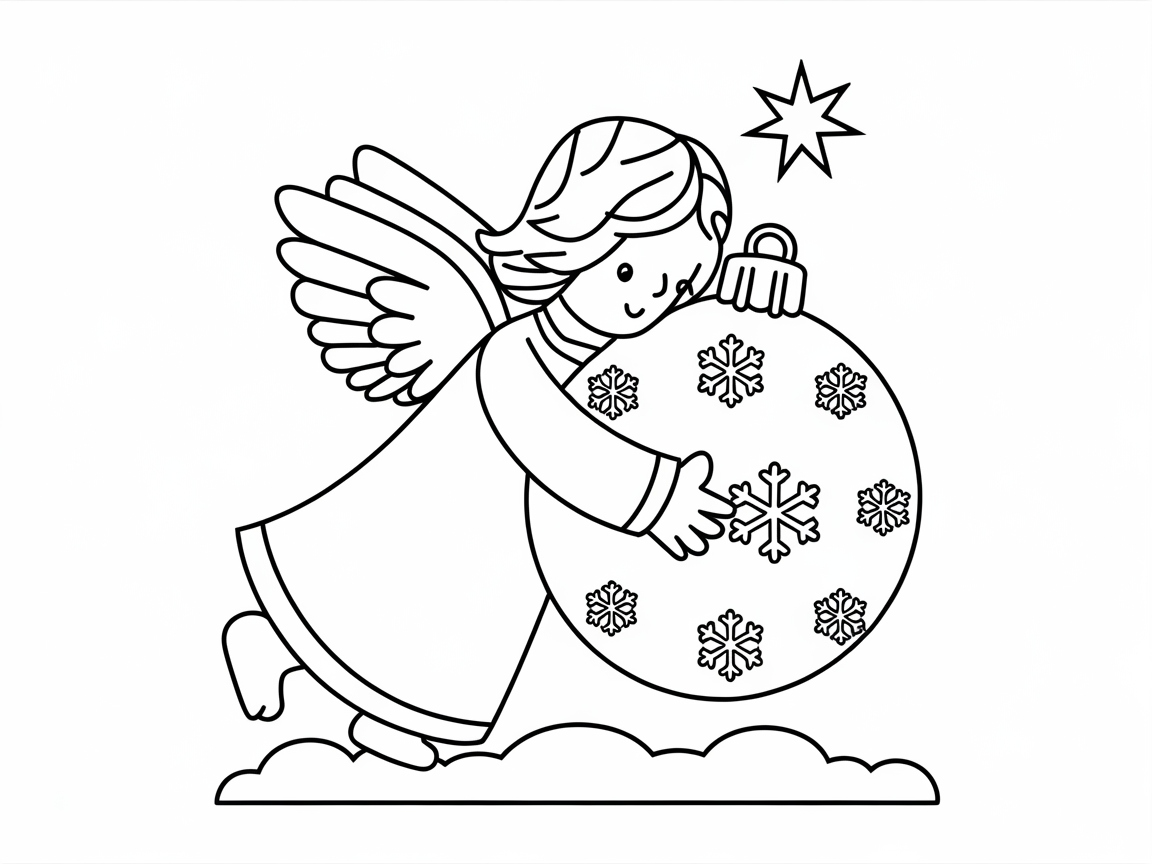 Color This Festive Angel Hugging an Ornament