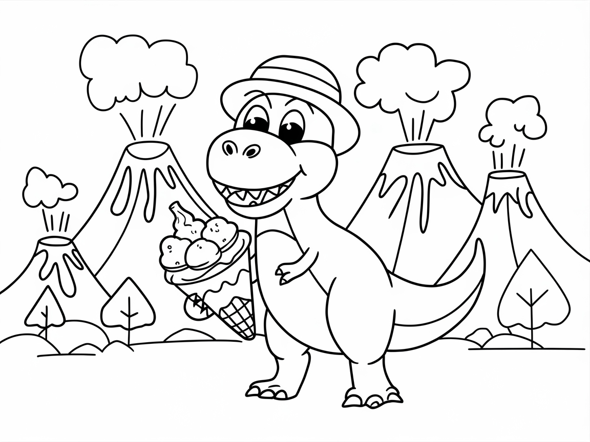 Roar with Delight for This Dino Dessert Coloring Page