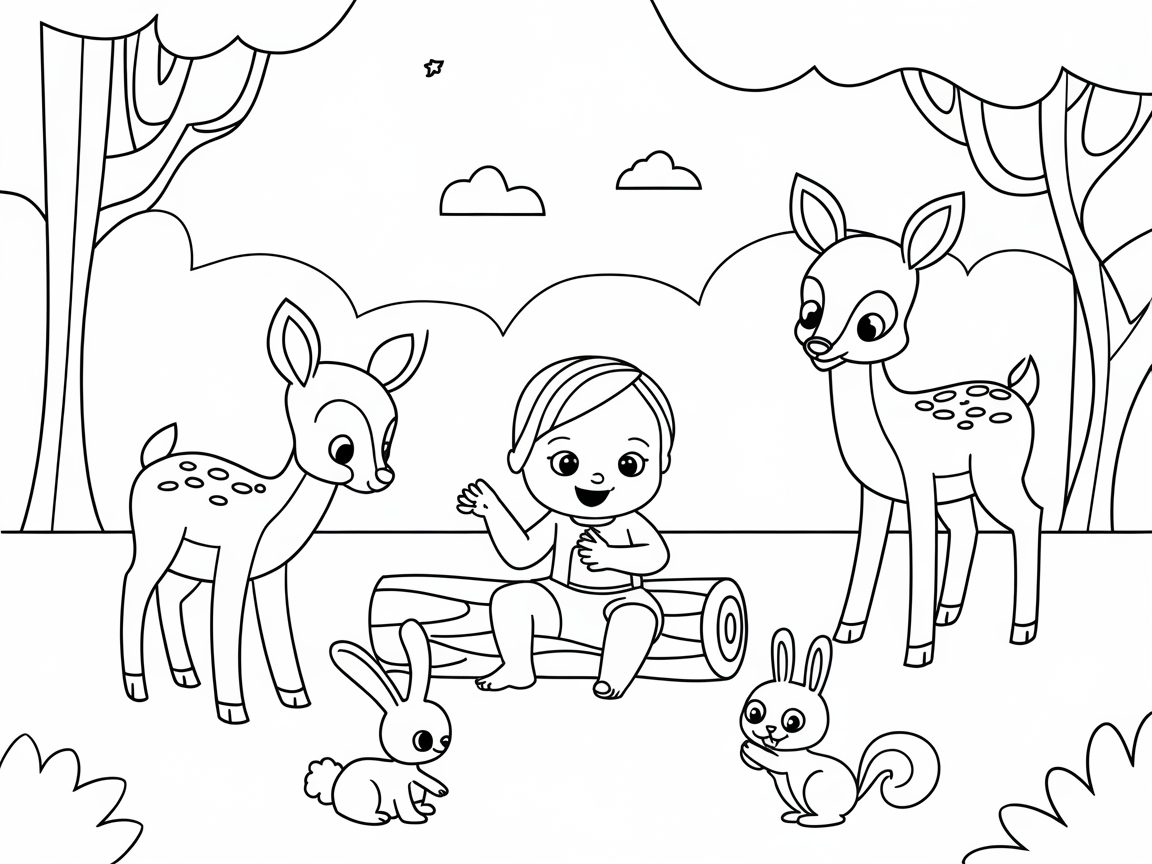 Charming Forest Friends: Baby and Woodland Animals