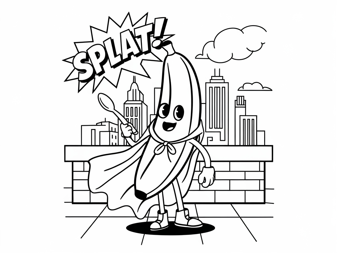 Unleash Superhero Style with This Banana Coloring Page