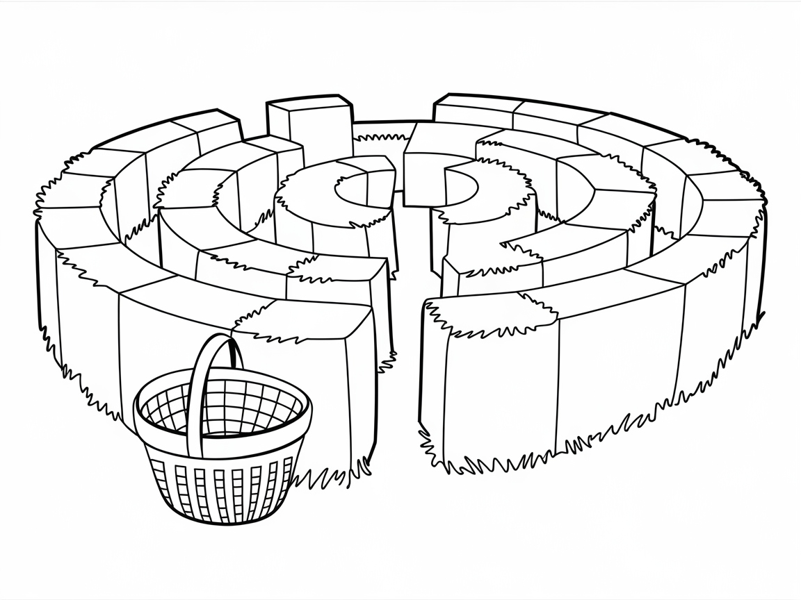 Hay Bale Maze with Apple Basket Adventure