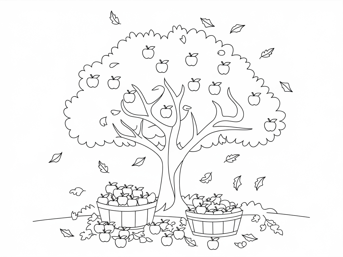 Apple Tree Bounty Ready for Your Colorful Touch