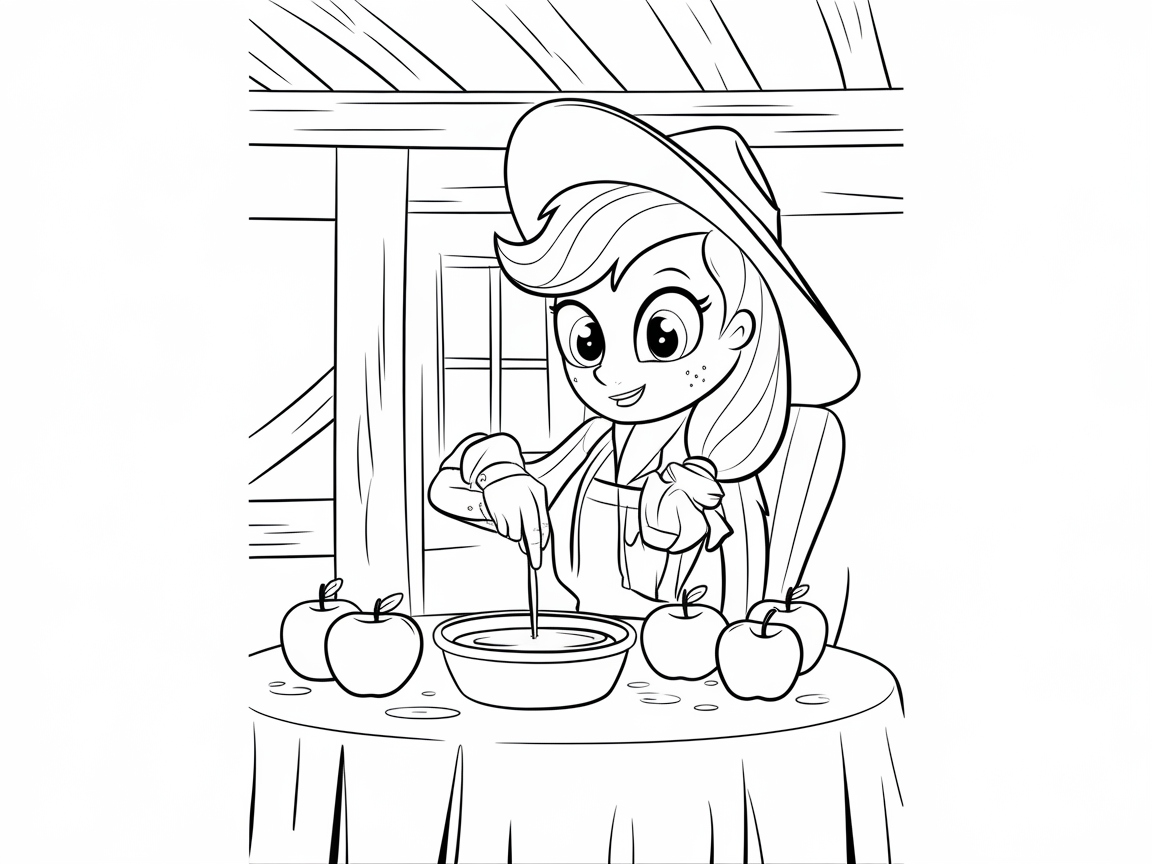 Apple Baking Fun with a Cheerful Character