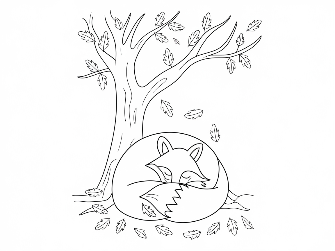 Cozy Fox Under the Autumn Tree Awaits Your Touch