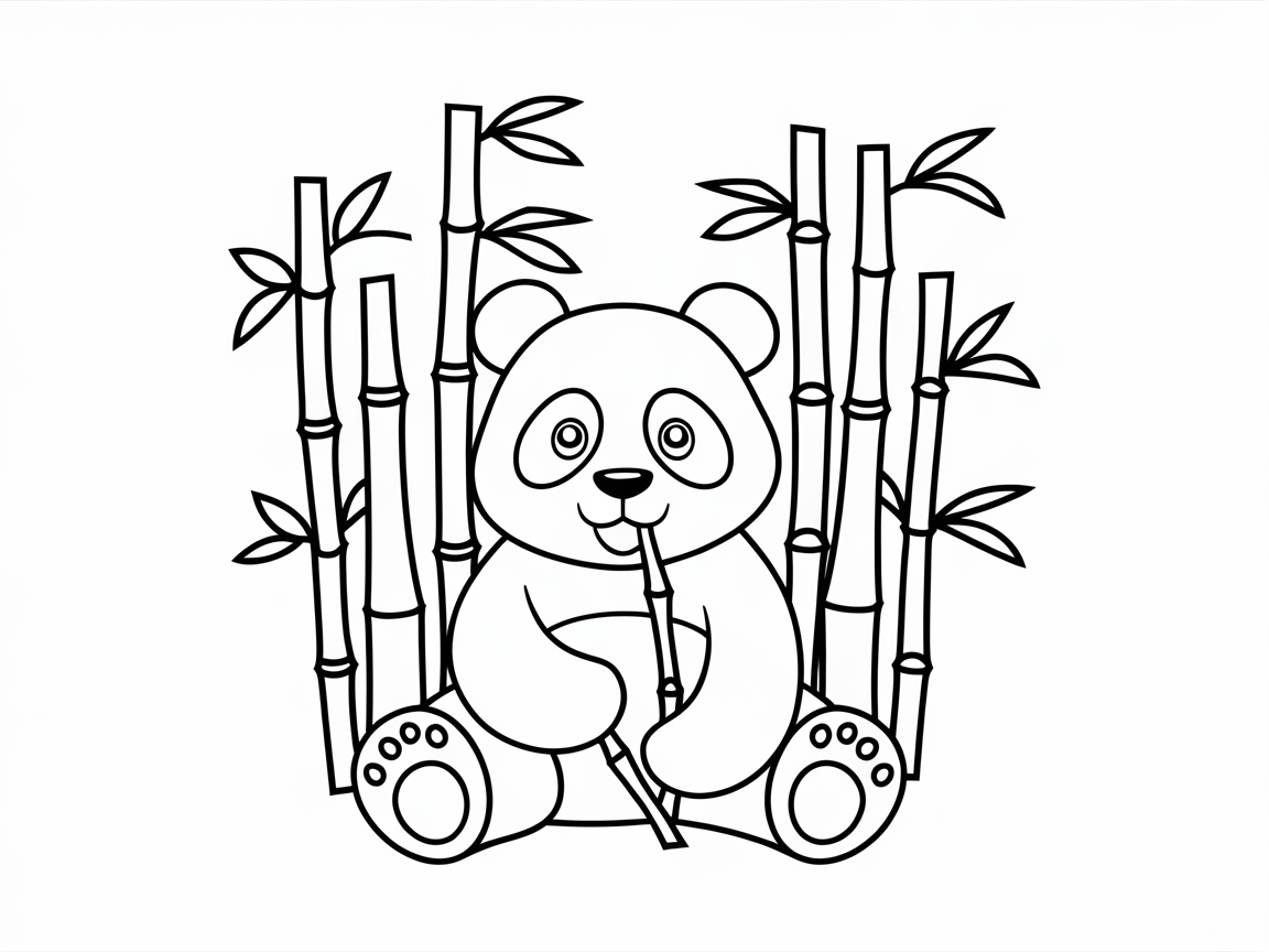 Endearing Panda Among the Bamboo