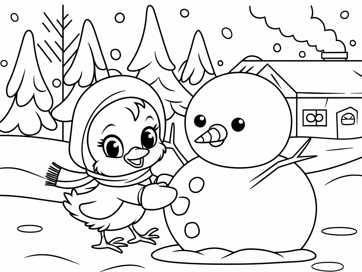 Winter Wonderland with a Charming Snow Chick