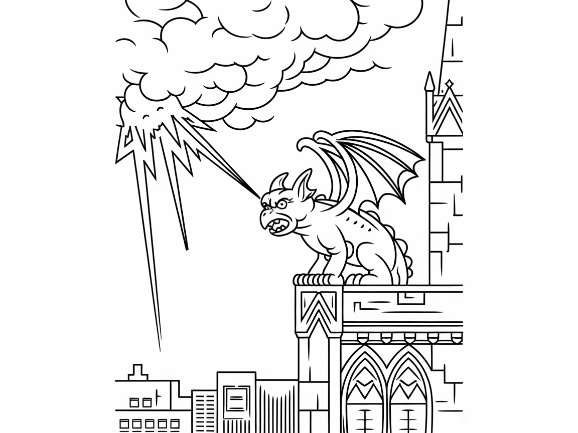 Gargoyle Unleashing Atomic Energy Coloring Page