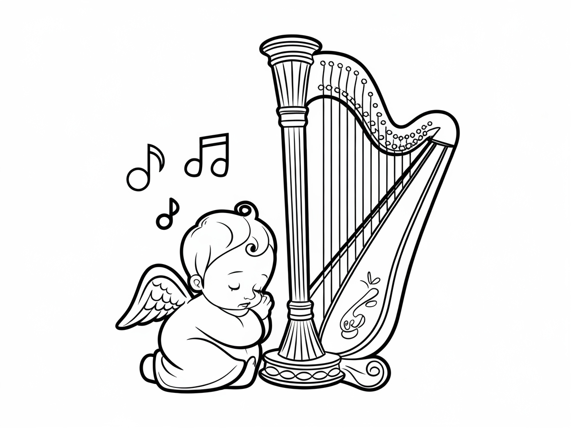 Musical Dreams with a Baby Angel and Harp