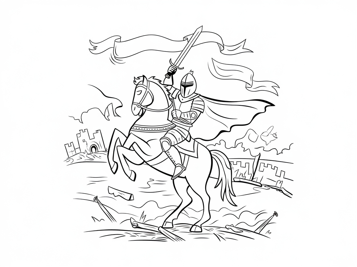 Charge into Battle with This Lancelot Knight Coloring Page