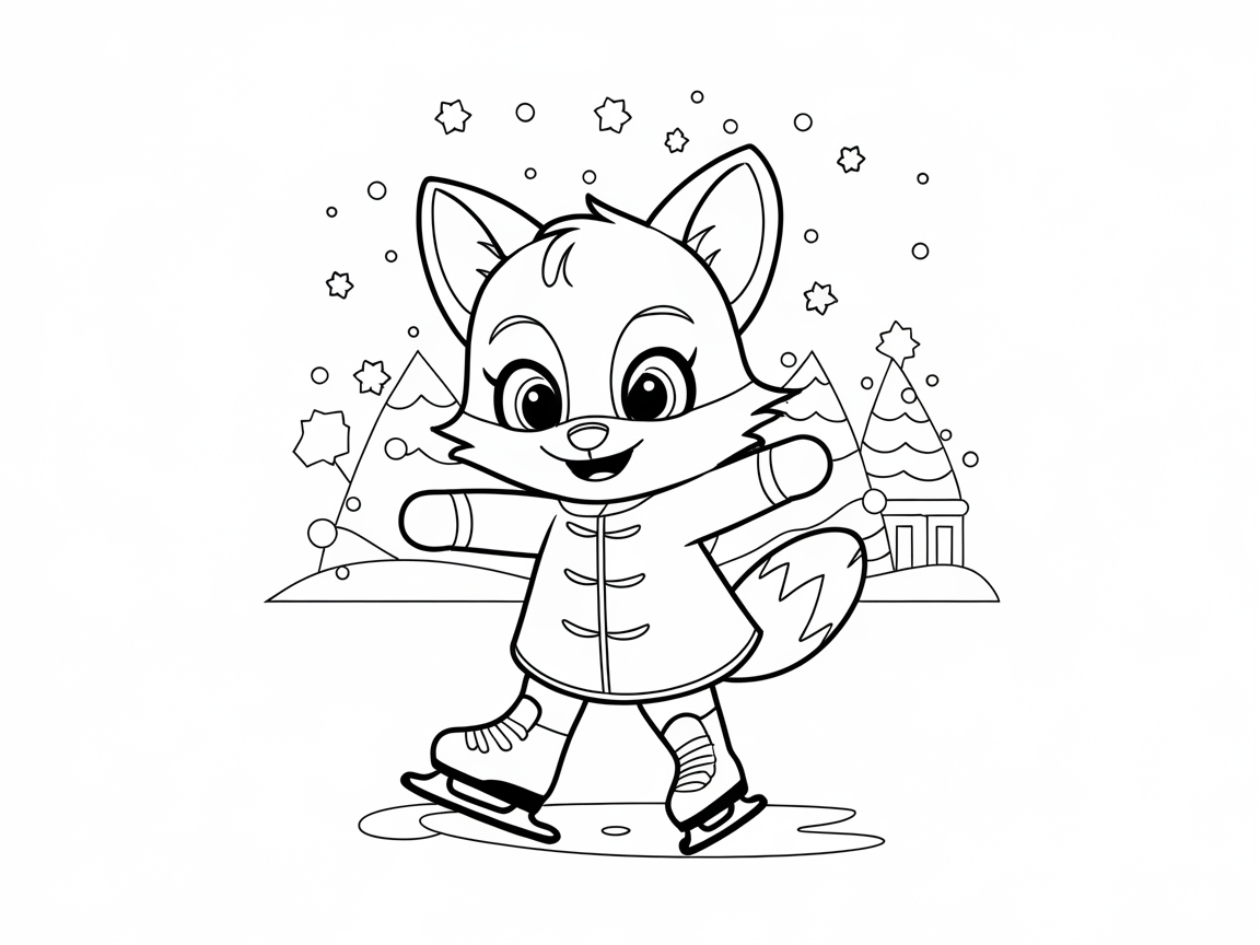 Ice Skating Adventure with Baby Fox
