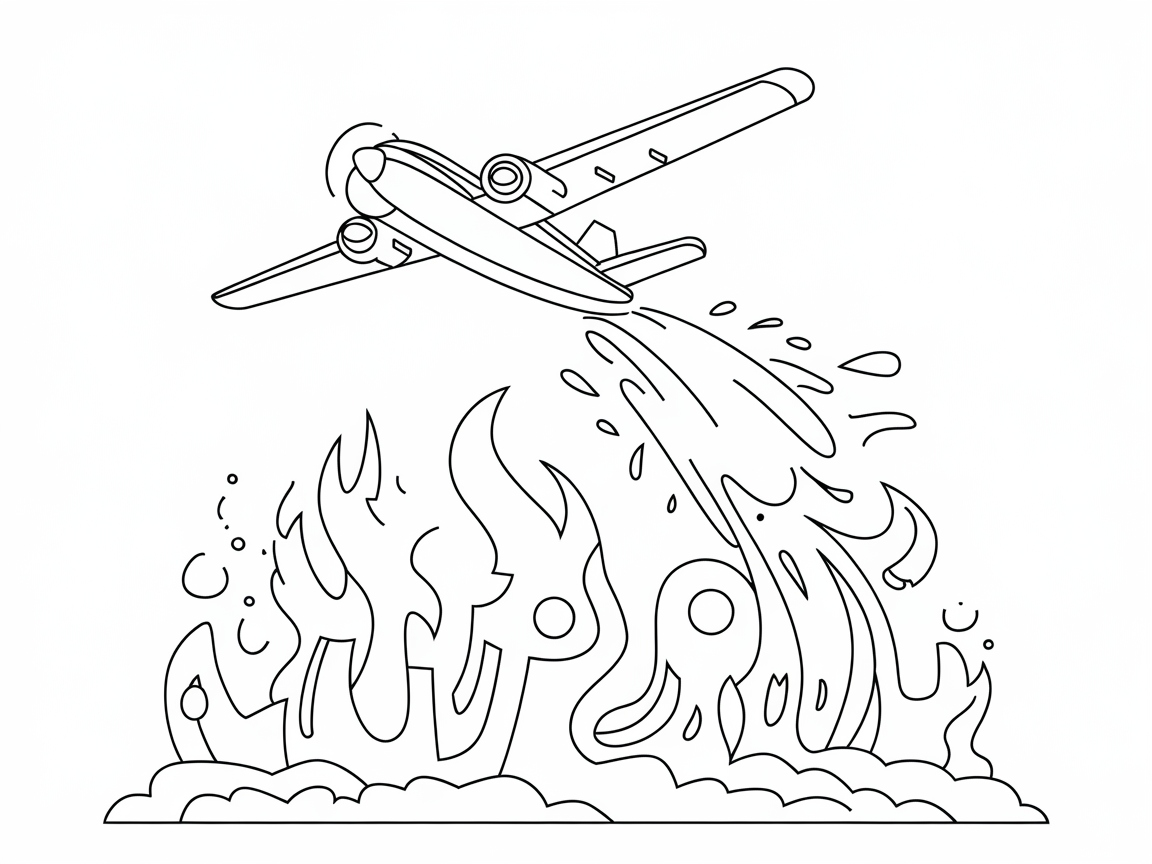Battle the Blazes with This Firefighting Plane Coloring Page