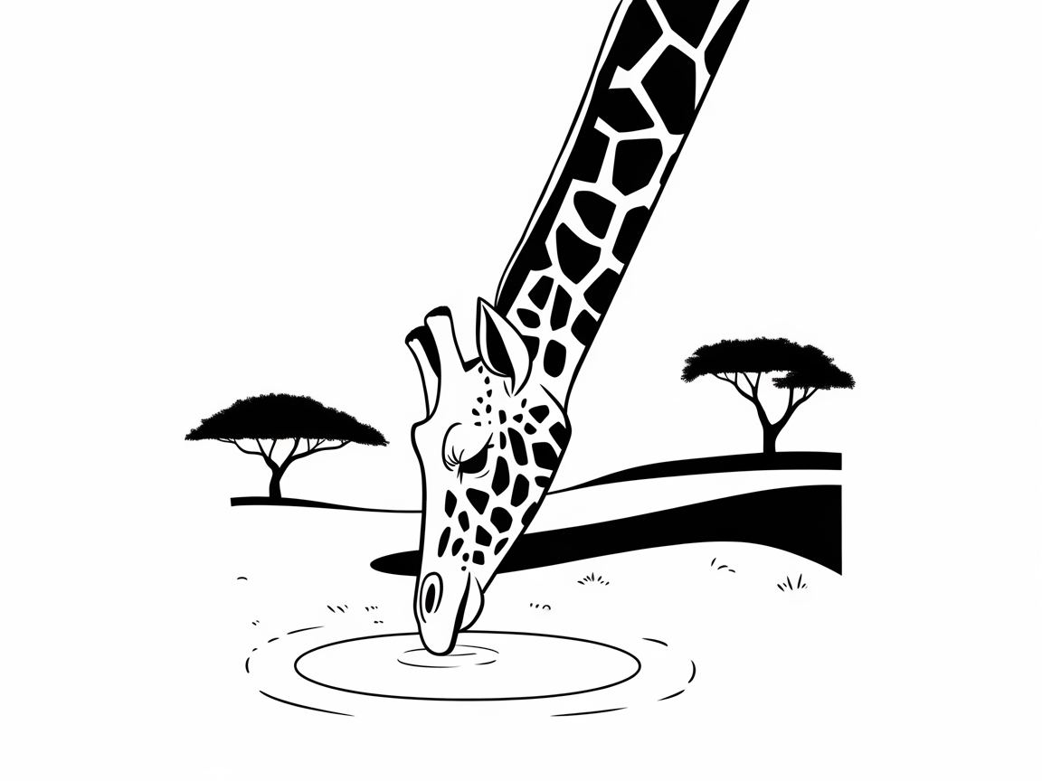 Graceful Giraffe at the Watering Hole